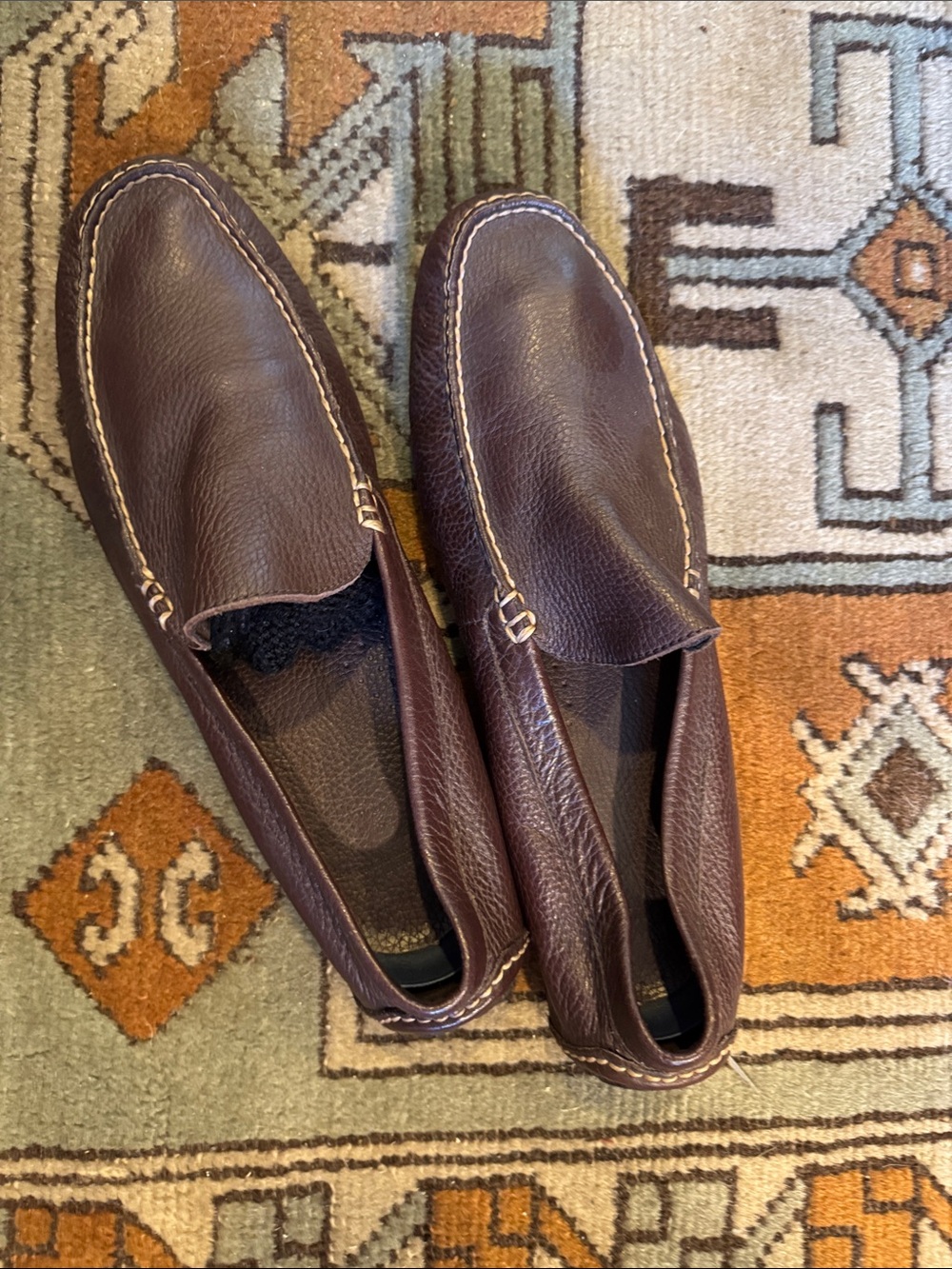 Polo by Ralph Lauren Brown Pebbled Leather Slip-On Loafers